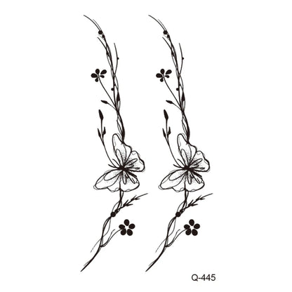 Waterproof Temporary Tattoo Stickers - Mini Black Rose, Butterfly, Arrow, Flower, Wings, Maori, and Snake Designs for Wrist and Neck