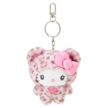 Sanrio Leopard Print Bear Hello Kitty Keychain – Plush Doll Pendant, Cartoon Kitty Cat Bag Decoration, Perfect Gift