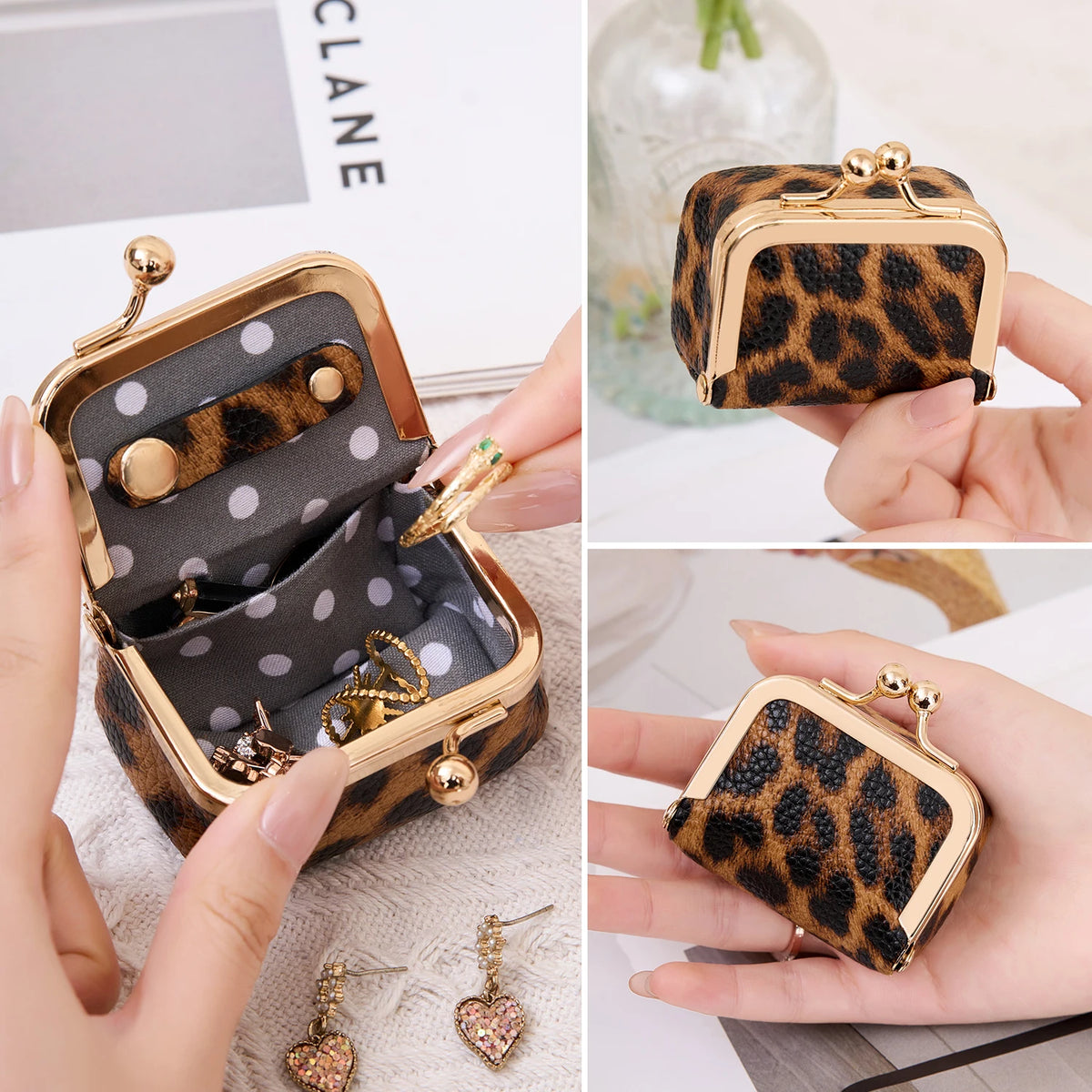 Mini Women’s Jewelry Box - Portable PU Leather Ring, Necklace & Earring Organizer