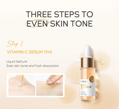 LAIKOU 3pcs Vitamin C & 24K Gold Sakura Skincare Set — Moisturizing Face Cream, Serum & Eye Cream, Anti-Wrinkle Face Care Kit