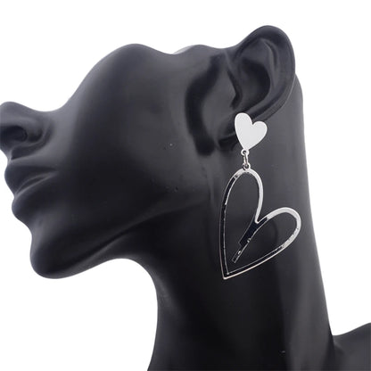 2024 Trendy Heart Dangle Earrings — Double-Layer Love Pendants for Women, Bohemian Hanging Ear Jewelry