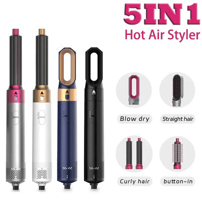 5-in-1 Hair Dryer Comb Set – Professional Hot Air Styler for Curling, Straightening & Volumizing Hair at Home