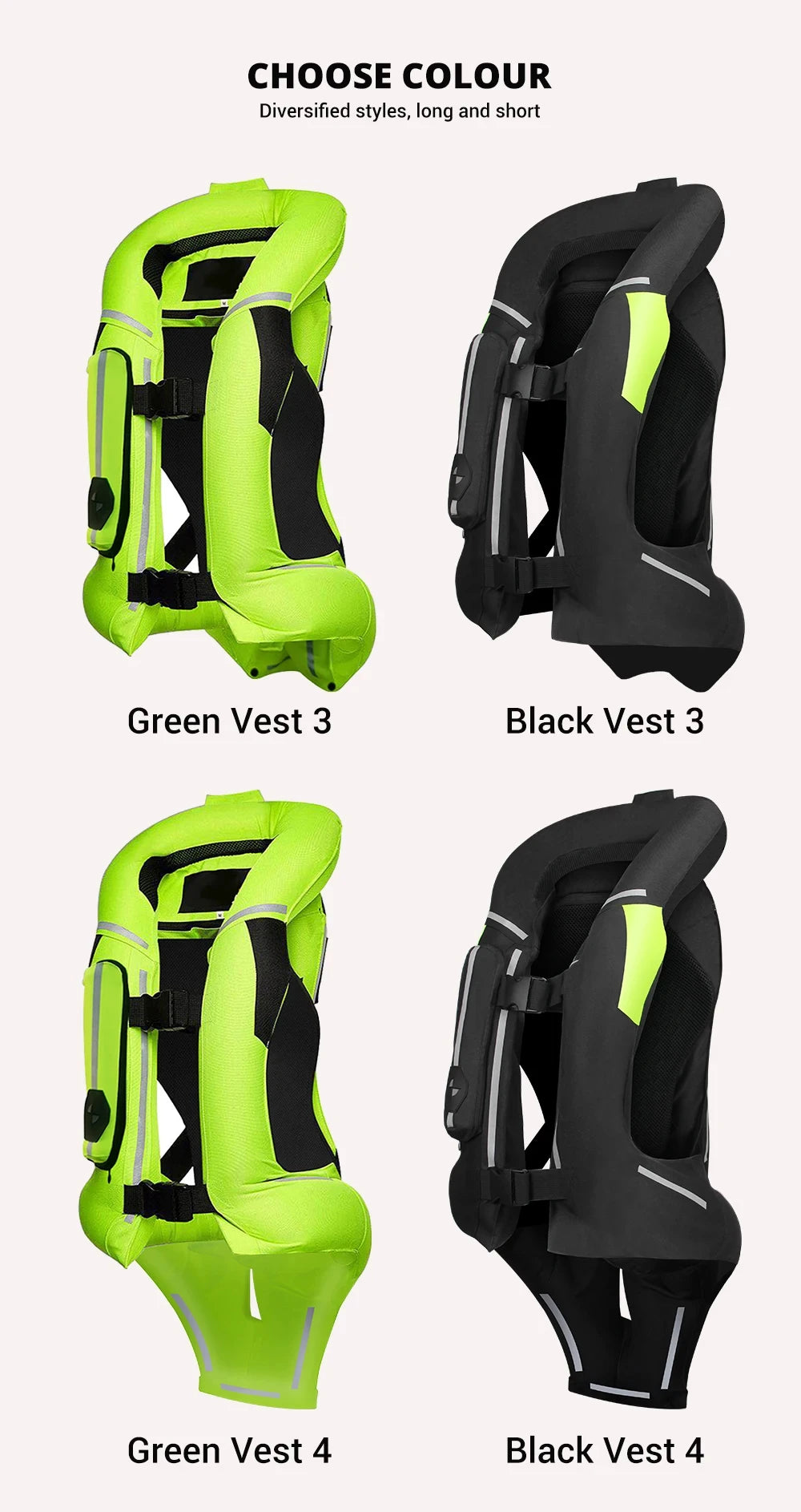 Motorcycle Airbag Vest for Men – Reflective Life Jacket, Protective Moto Vest for Motocross, S-3XL Size