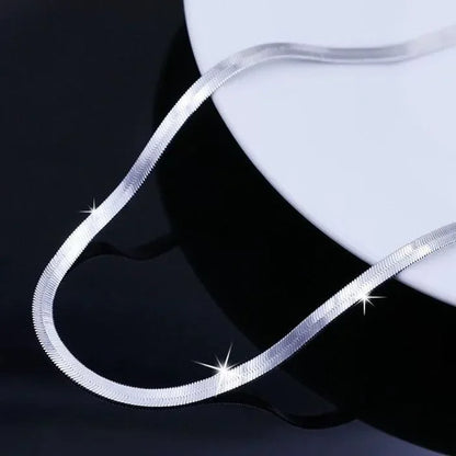 925 Sterling Silver 4MM Blade Chain Necklace – Luxury Jewelry for Men & Women, Wedding & Holiday Gift