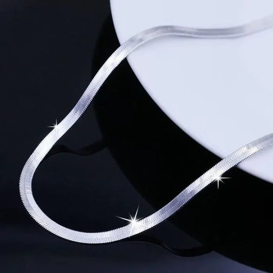 925 Sterling Silver 4MM Blade Chain Necklace – Luxury Jewelry for Men & Women, Wedding & Holiday Gift