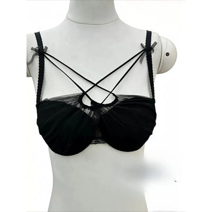 French Romantic Layered Mesh Camisole - Padded Sheer Sleeveless Tank Top Lingerie Vest for Women