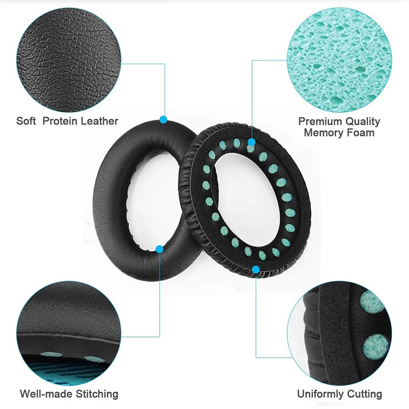 KUTOU Replacement Ear Pads for Bose QC45 – Soft Protein Leather Cushions for QuietComfort 45