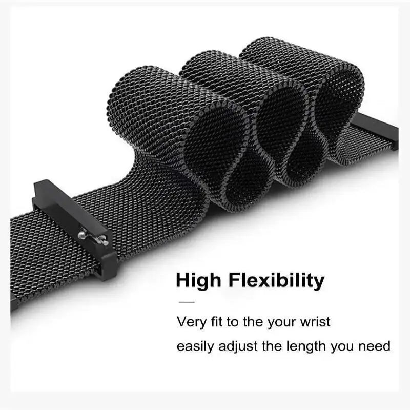 20mm/22mm Milanese Magnetic Loop Watch Strap – Compatible with Garmin Venu 2/3, Forerunner 55/158/165/245/255/265/645/745/965 Music