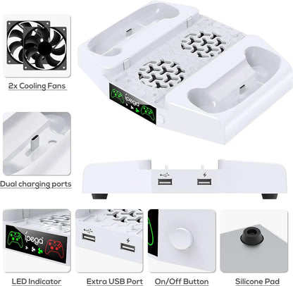 IPEGA Cooling Stand for Xbox Series S – Dual Charging Station Dock with Adjustable 3-Level Wind Cooling Fan for Controllers
