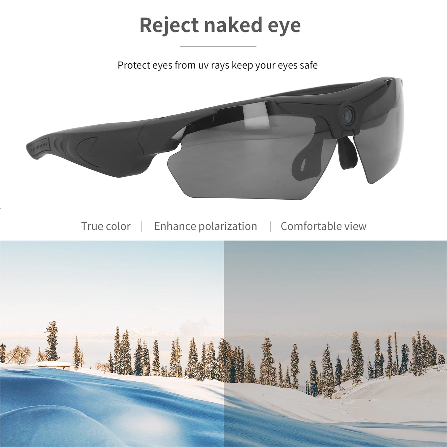 1080P HD Camera Glasses Sunglasses — Video Recording Glasses for Cycling, Driving, Hiking, Fishing & Hunting