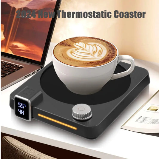 2026 Thermostatic Cup Warmer Mat - 9-Speed Heating Pad with Timer for Coffee, Tea & Home Office