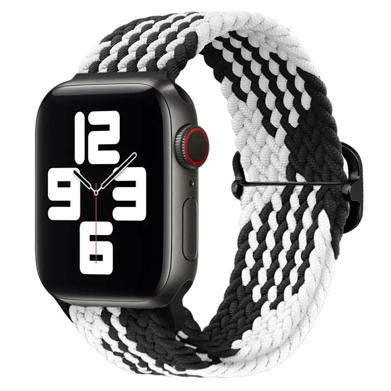 Braided Solo Loop Apple Watch Ultra Band – Elastic Nylon Adjustable Sport Bracelet Strap for iWatch SE, Series 3–9 (38mm–49mm)