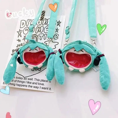 Japanese Anime Hatsune Miku Coin Purse – Creative Big Mouth Cartoon Soft Doll Mini Itabag Messenger & Earphone Bag Gift for Students
