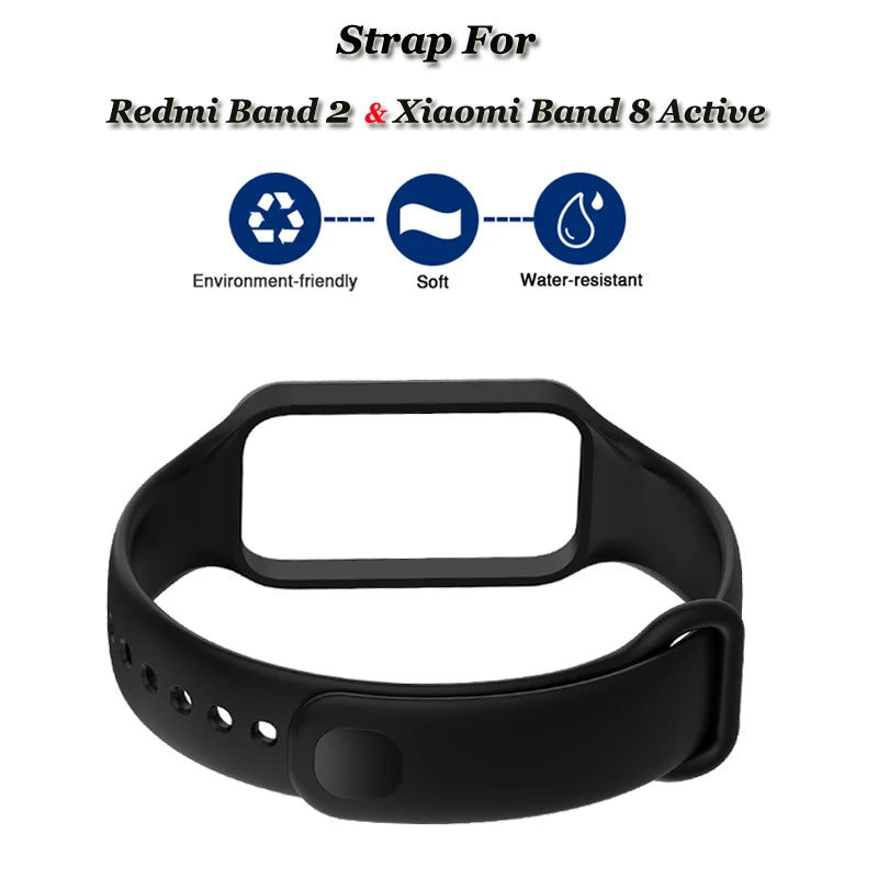 Replacement Silicone Strap for Redmi Smart Band 2 — Compatible with Xiaomi Smart Band 8, Adjustable Fitness Wristband