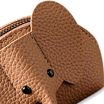 PU Leather Elephant Coin Purse for Women – Multifunctional Money Bag with Key Ring & Zipper Storage Key Case