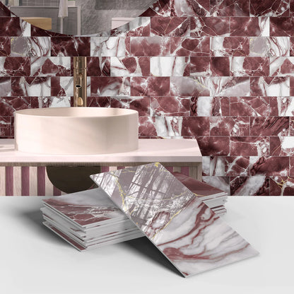 16PCS Marble Pattern Wall Stickers - Waterproof Oil-Proof PET Foam Kitchen Backsplash & Decorative Wallpaper Panels
