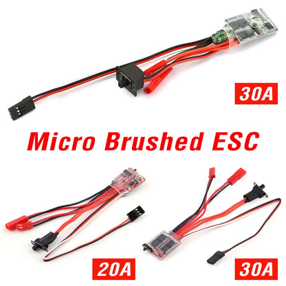 Micro ESC 20A 30A Brushed Electric Speed Controller – RC ESC for 2S 4-8V, DIY Mini 1/16 1/18 1/24 RC Car, Boat, Tank w/Brake