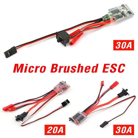 Micro ESC 20A 30A Brushed Electric Speed Controller – RC ESC for 2S 4-8V, DIY Mini 1/16 1/18 1/24 RC Car, Boat, Tank w/Brake