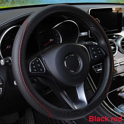 Universal Car Steering Wheel Cover - Microfiber Leather, Anti-Slip & Breathable, Fits 37-39cm Steering Wheels