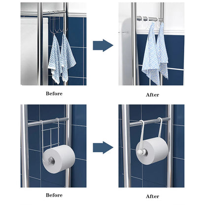 Metal Over-The-Toilet Storage Rack – Bathroom Organizer with Towel Hooks & Toilet Paper Holder