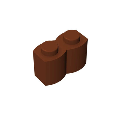 50-Piece 1x2 Log Profile Building Bricks - Modified Modular Blocks for MOC, GBC & Technical Construction Sets
