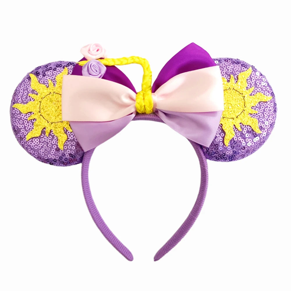 Mickey Mouse Ears Headband with Bow – Sequin Candy Cosplay Costume Party Accessory for Girls & Women, Christmas Gift