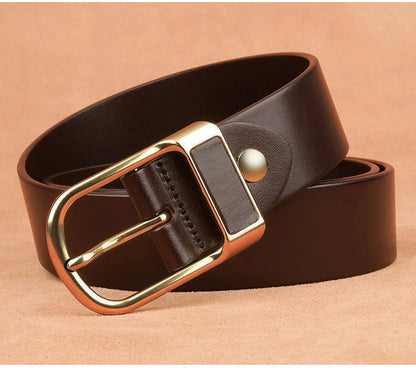 Genuine Leather Men's Belt – High-Quality Buckle, Cowskin Casual & Business Waistband, Fashion Designer 2022 New