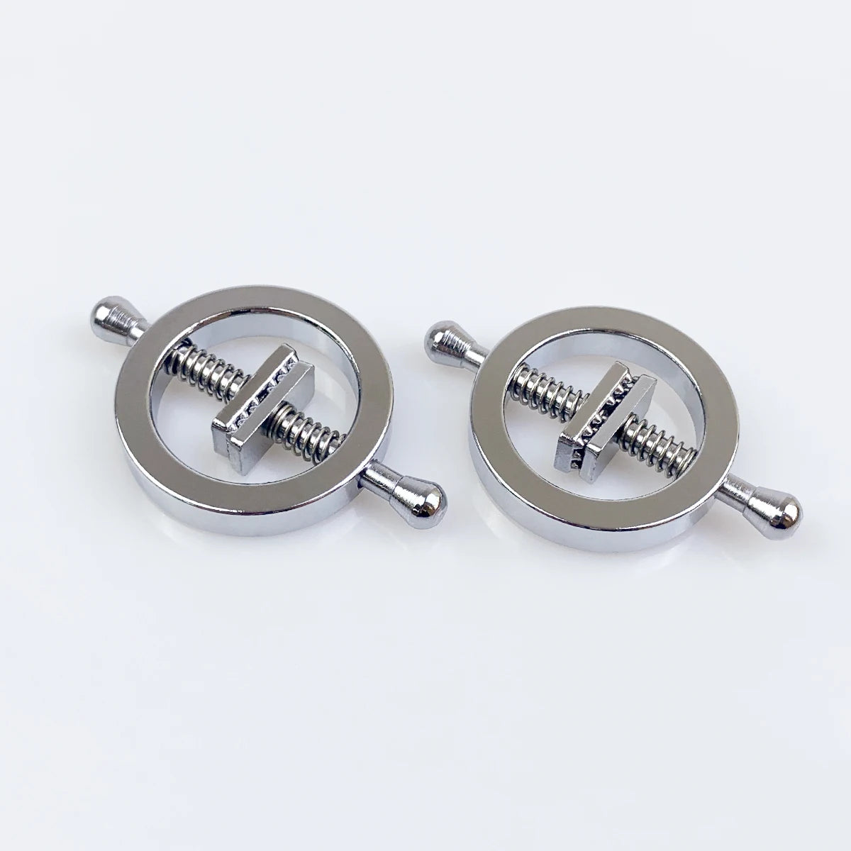 Adjustable Metal Nipple Clamps - Pair of Spring-Loaded Breast Clips for Adult BDSM and Sensory Play