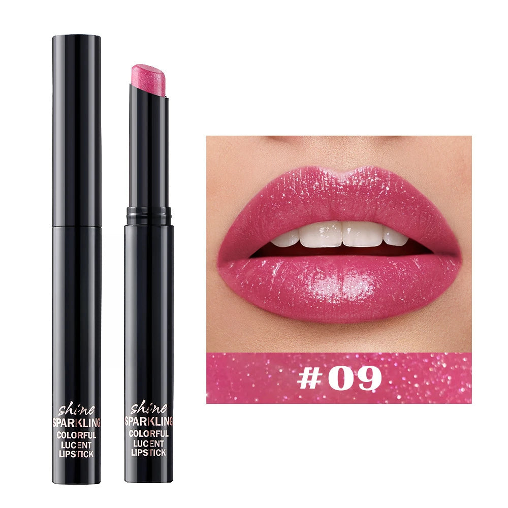 Diamond Pearlescent Waterproof Lipstick – Long-Lasting Matte Velvet Red Lip Makeup Cosmetics