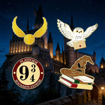 4-Piece Cartoon Enamel Brooch Set - Cute Metal Pins for Backpacks, Clothing & Gift Accessories