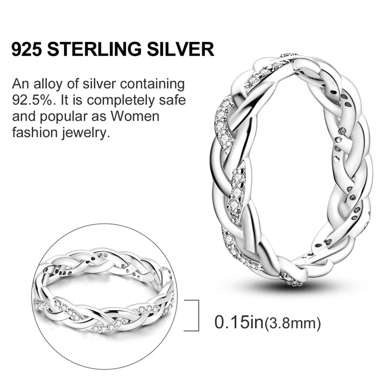 925 Sterling Silver Ring – Infinite Love Star & Moon Design for Women, Wedding Jewelry Gift