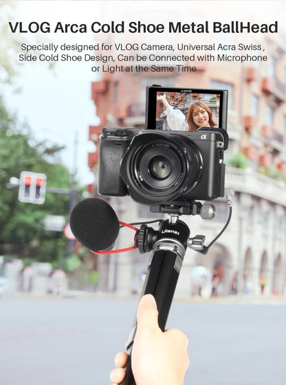 Ulanzi MT-24 Vlog Lite Metal Tripod – Extendable Monopod with Ballhead, Cold Shoe, Arca Quick Release, 1/4" Mount, 2.5KG Max Load