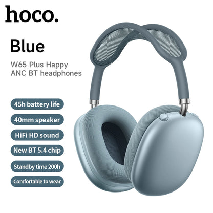 HOCO W65 Plus ANC Bluetooth Headphones – Wireless Over-Ear Noise Cancelling HiFi Sport Headset with Control Button