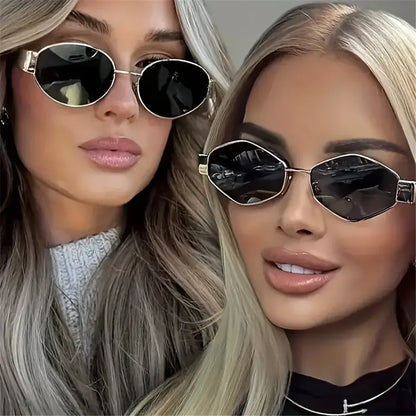 Vintage Punk Round Sunglasses 2PCS - Retro Metal Frame Fashion Eyewear for Women