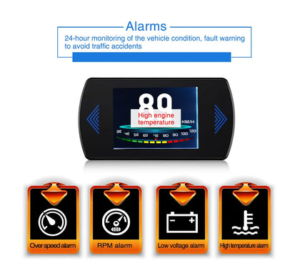 P12 Car OBD2 Head-Up Display — Dual System HUD, Smart Digital Meter for Speed, Fuel, Fault Codes & Driving Data