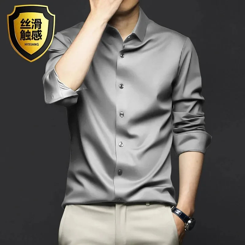 Men's Wrinkle-Resistant Dress Shirt - Non-Iron Long Sleeve Business Casual Shirt S-5XL