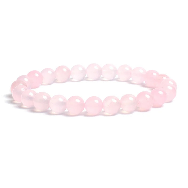 Natural Stone Bead Bracelet - Amethyst Crystal Quartz Aquamarine Jade Agate Elastic Bangle Jewelry for Women & Men