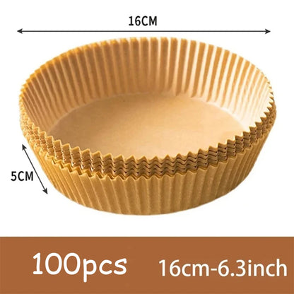 50Pcs Disposable Non-Stick Air Fryer Paper Liners – Round Baking Sheets Kitchen Airfryer Accessories for Easy Cooking & Cleanup