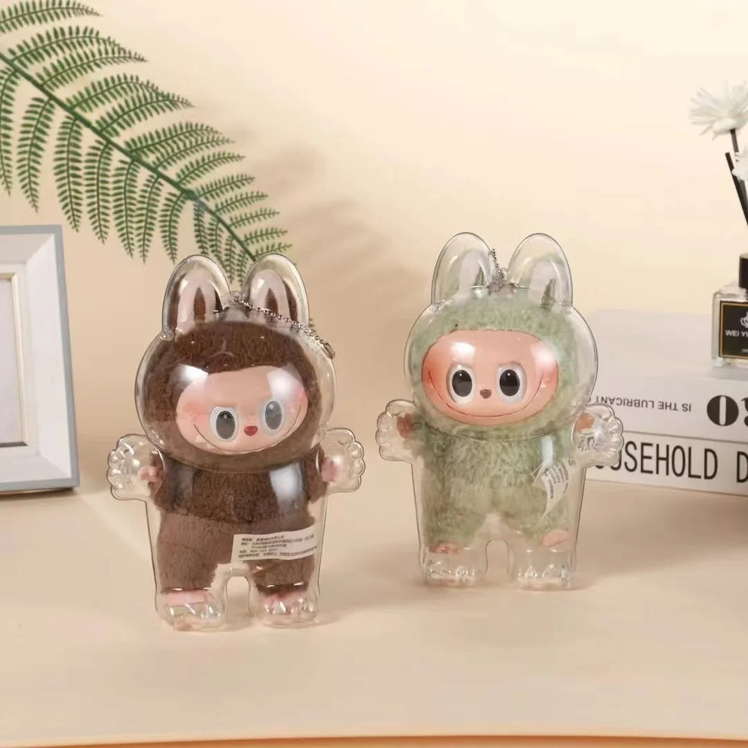 Transparent Protective Display Cover for Labubu Elf Plush Dolls – Cute Storage Box for Party Toys