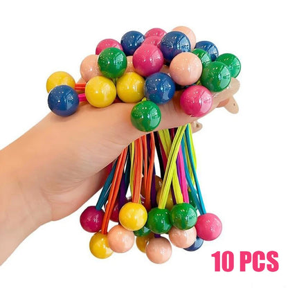 Candy Color Beaded Hair Ties for Girls - Cute Princess Elastic Ponytail Holders for Kids, Babies, and Colorful Everyday Hairstyles