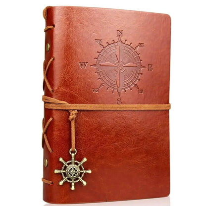 Retro Leather Notebook & Journal – Agenda Binder, Sketchbook with Replaceable Kraft Paper, 14x10cm, Korean Stationery