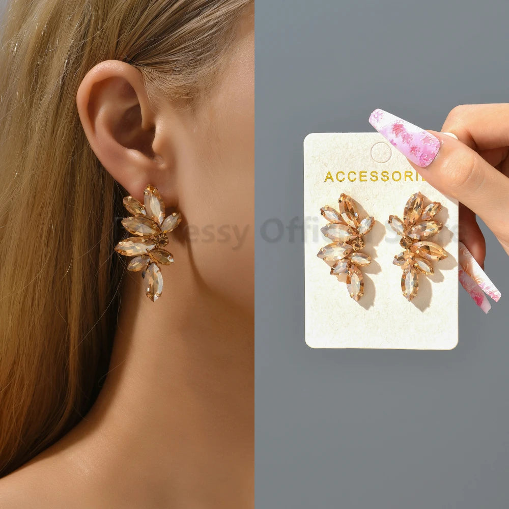 2025 Luxury Green Rhinestone Earrings – Vintage Geometric Wing Statement Jewelry for Women