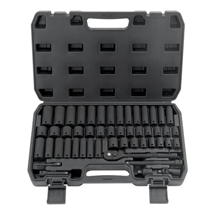 50PCS 3/8 Inch Pneumatic Socket Set - Metric Long & Short Sleeves for Auto Repair, Machinery & Hardware Tools