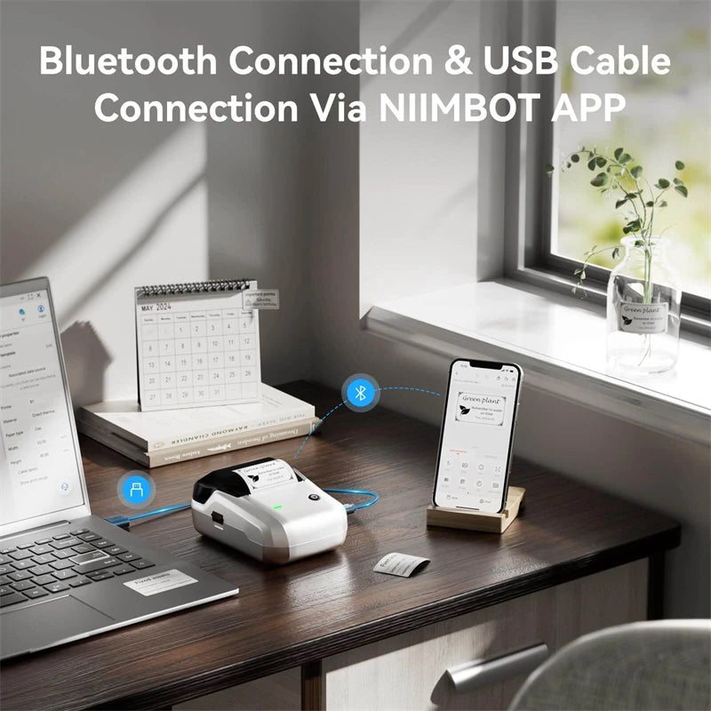 NIIMBOT B1 Portable 2-Inch Thermal Label Printer – Mini Bluetooth Adhesive Sticker Maker for Smartphone & PC