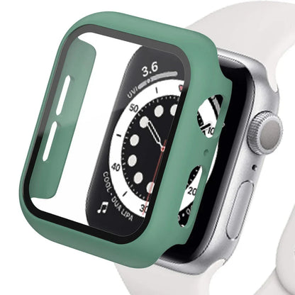 Apple Watch Tempered Glass Case - Full Cover PC Bumper Screen Protector for Series 9 8 7 6 SE 45mm 41mm 44mm 40mm