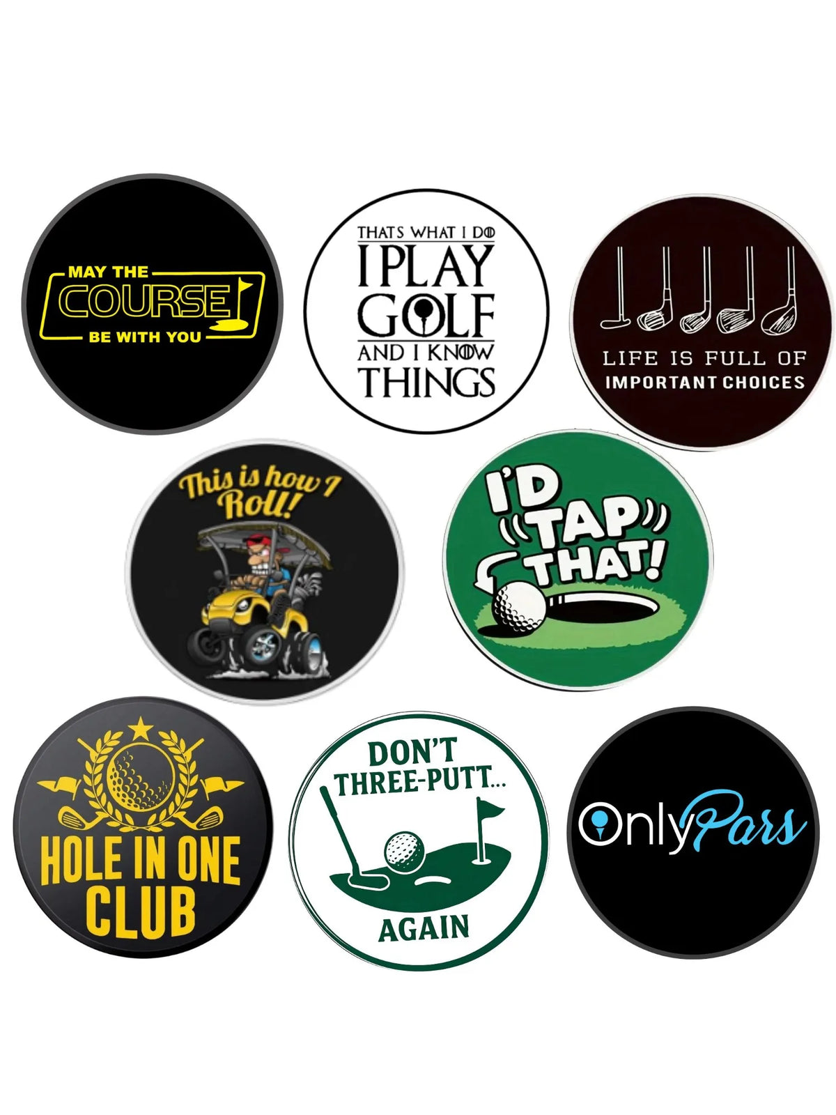 8-Piece Funny Golf Ball Marker Set - Golf Accessories and Gifts for Men, Dads, Boyfriends, Husbands, Birthdays, Retirement, and Father’s Day