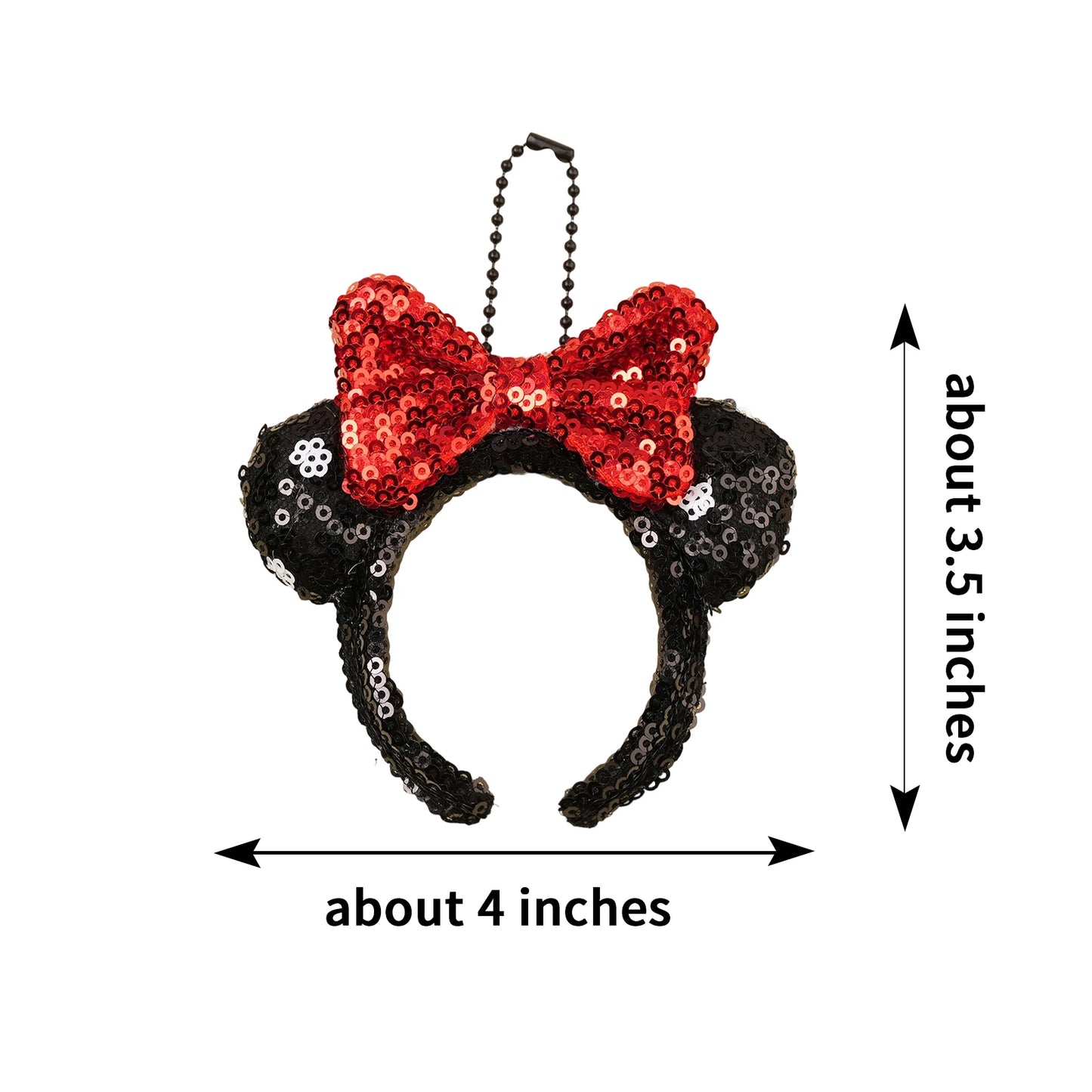 Mouse Ear Bow Pendant - Mini Sequin Bag Charm, Hair Accessory & Keychain