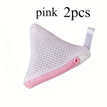 2PCS Zipper Laundry Bags for Socks & Small Items – Corner Design Mesh Laundry Wash Bags, Detergent Compatible