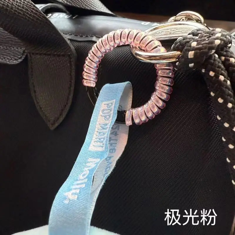 Labubu Anti-Drop Silicone Keychain — Colorful Winding Rope with Protective Ring, Fixed Safety Buckle