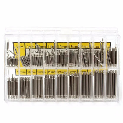 270pcs Stainless Steel Spring Bars Set – 8mm to 25mm for Watchband Strap Repair & Watch Accessories